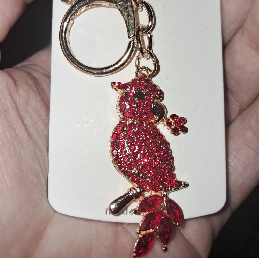 Elegant Red Parrot Keychain/Bag Charm